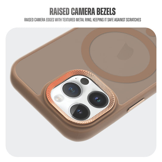 Textured Metal Ring Camera With Magsafe Compatible Smoky Back Case For Apple iPhone 14 Pro