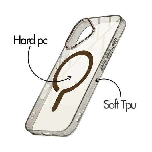 360° Airbag Protection Jelly Transparent MagSafe Compatible Back Case For Apple iPhone 16 with Metal Finish Buttons