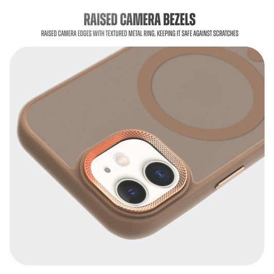 Textured Metal Ring Magsafe Back Case For Apple iPhone 12