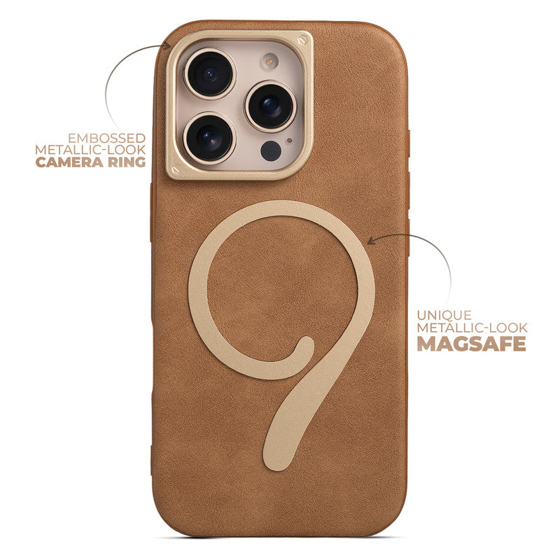 Prime Leather Wireless Charging Compatible Case for Apple iPhone 16 Pro