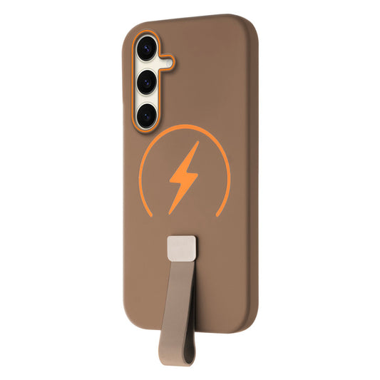 Compact and Stylish Silicon Finish Hard Cover For Samsung S24 5G with Integrated Grip Strap & MagSafe Charging Support