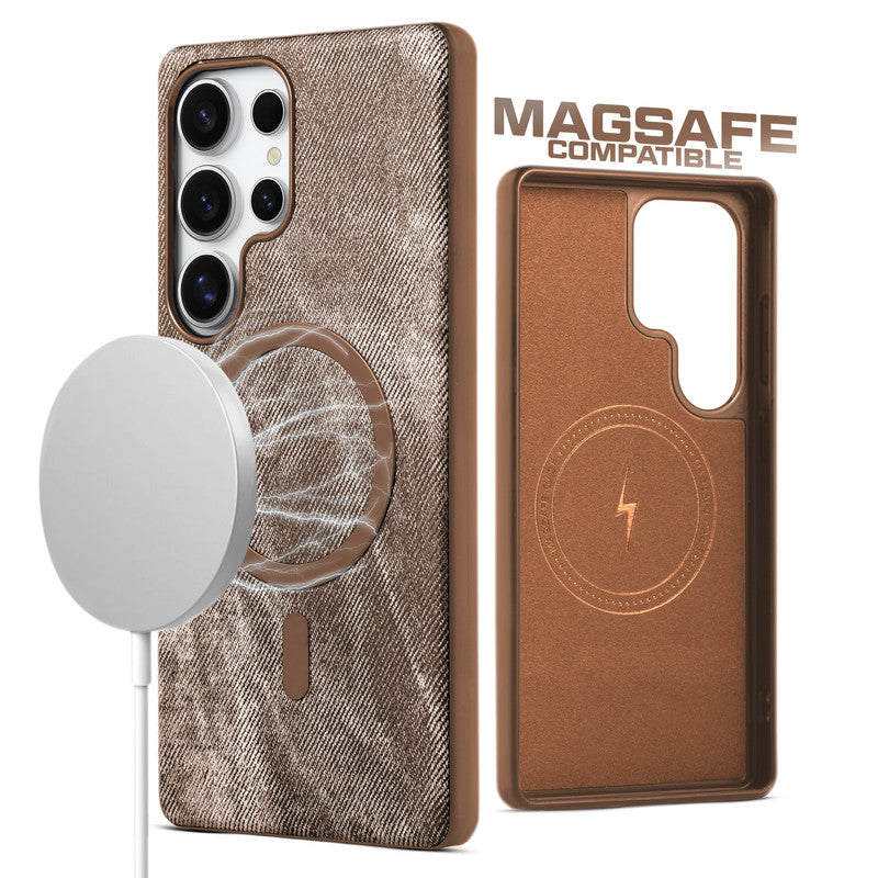 Classic Denim Finish Back Case For Samsung S24 Ultra 5G With Wireless Charging Support Support
