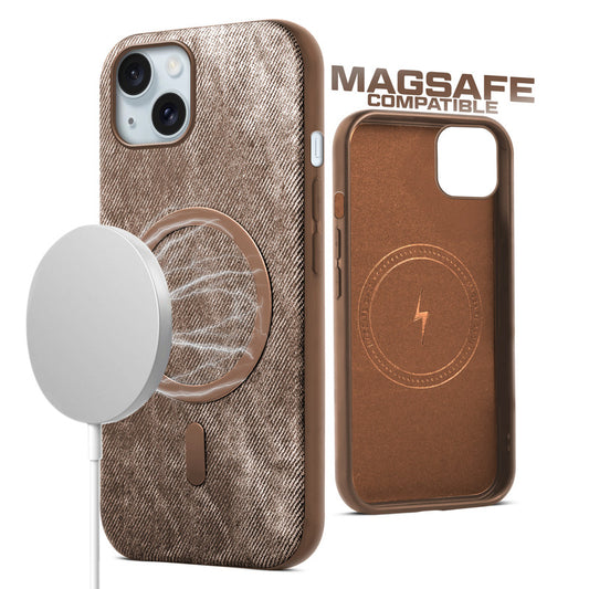 Classic Denim Finish Back Case For Apple iPhone 15 With MagSafe Support