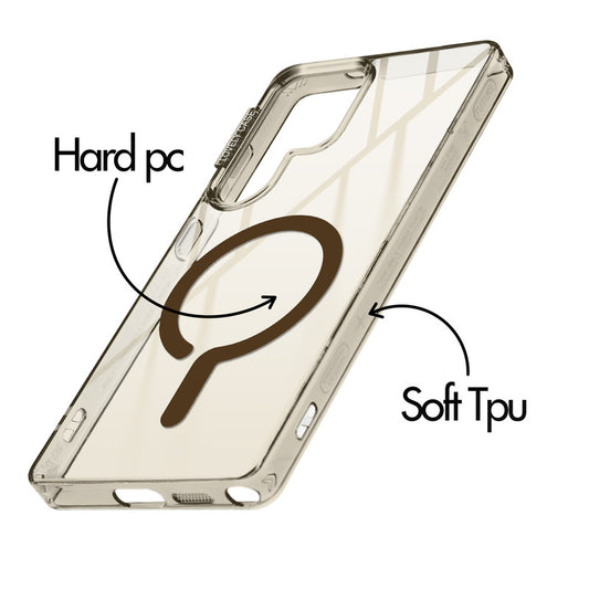 360° Air-Cushioned Protection Back Case For Samsung S23 Ultra 5G Jelly Transparent MagSafe Compatible with Metal Finish Buttons