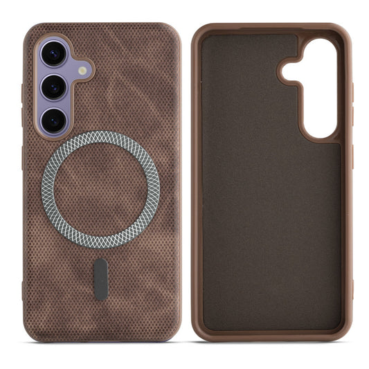 Rugged Vintage Look Back Case For Samsung S24 5G With Magnetic Charging Compatible with MagSafe