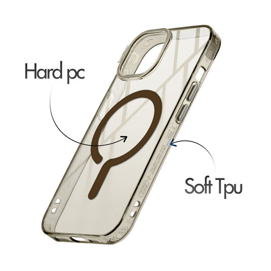 360° Air-Cushioned Protection Back Case For Apple iPhone 15 Jelly Transparent MagSafe Compatible with Metal Finish Buttons