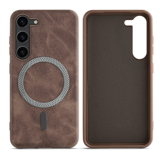 Rugged Vintage Look Back Case For Samsung S23 5G With Magnetic Charging Compatible with MagSafe