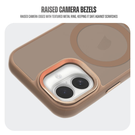 Textured Metal Ring Camera With Magsafe Compatible Smoky Back Case For Apple iPhone 16