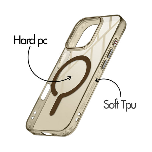 360° Airbag Protection Jelly Transparent MagSafe Compatible Back Case For Apple iPhone 16 Pro with Metal Finish Buttons