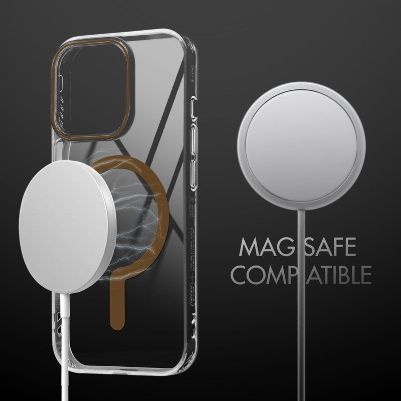 Crystal Clear Airbag Bumper Wireless Charging Support Compatible Back Case For Apple iPhone 13 Pro Max with Metal Finish Buttons