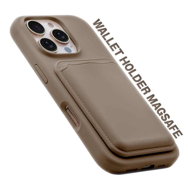 Silicon Magnetic Wireless Charging Back Case For Apple iPhone 16 Pro with Detachable Card Holder