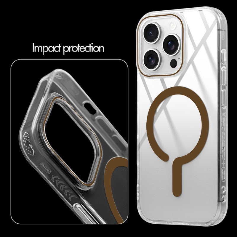 Crystal Clear Airbag Bumper Wireless Charging Support Compatible Back Case For Apple iPhone 13 Pro Max with Metal Finish Buttons
