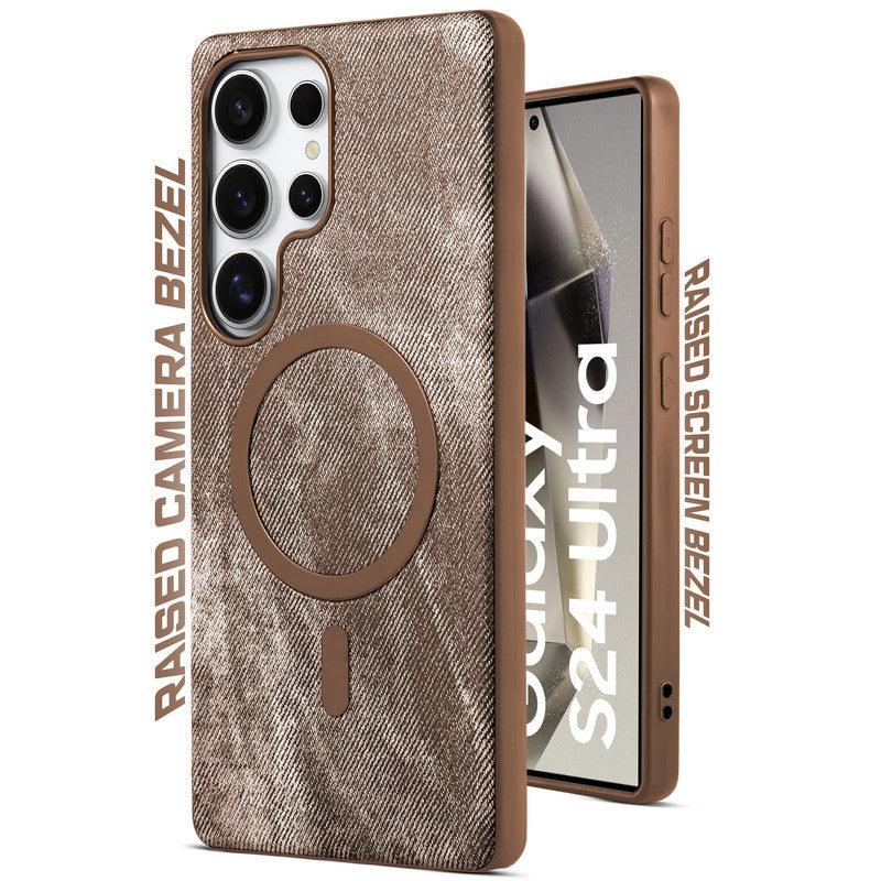Classic Denim Finish Back Case For Samsung S24 Ultra 5G With Wireless Charging Support Support