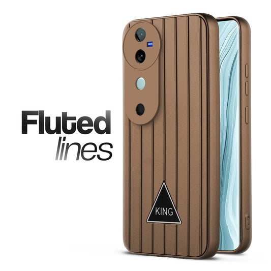 Glossy Matte Line Texture Back Cover for Vivo V40 5G