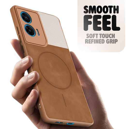 Hybrid PU Leather Matte Cover for Motorola Moto Edge 50 Fusion 5G