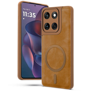 Cushion Grip Leather Case for Motorola Moto Edge 60 Pro 5G