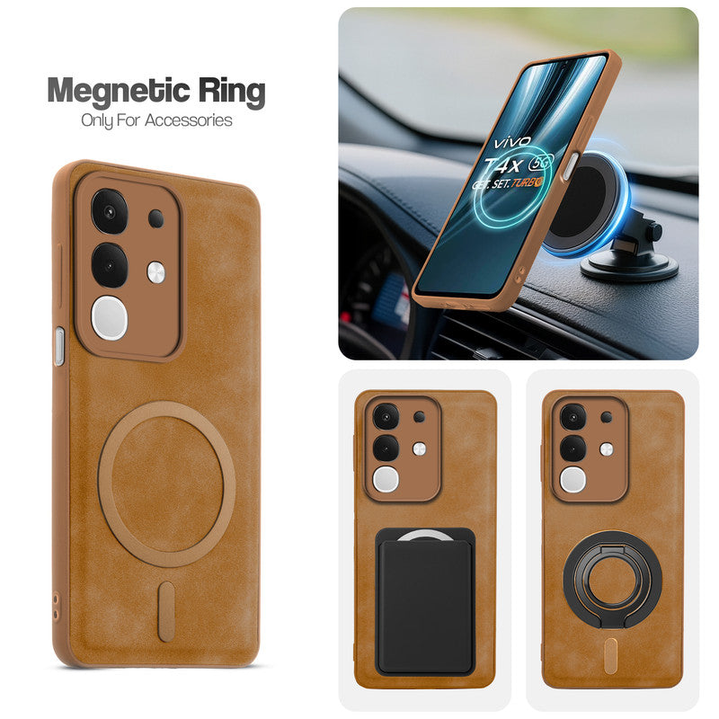 Cushion Grip Leather Case for Vivo T4x 5G