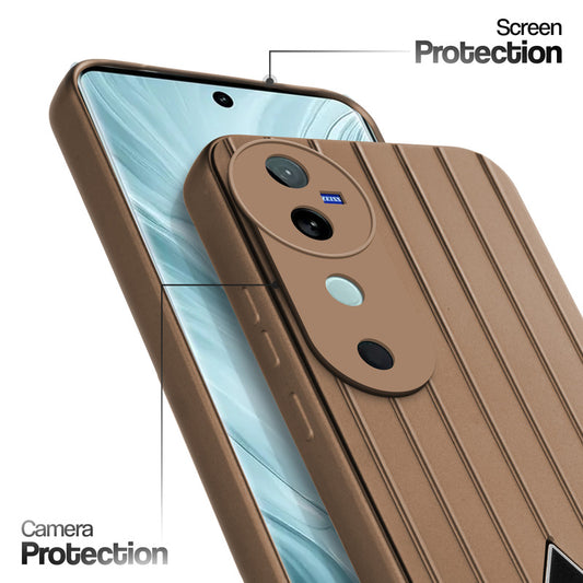 Glossy Matte Line Texture Back Cover for Vivo V40 5G