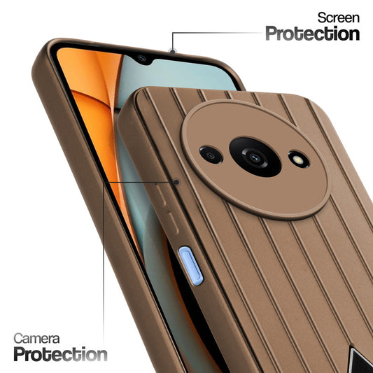 Glossy Matte Line Texture Back Cover for Redmi A3 2024