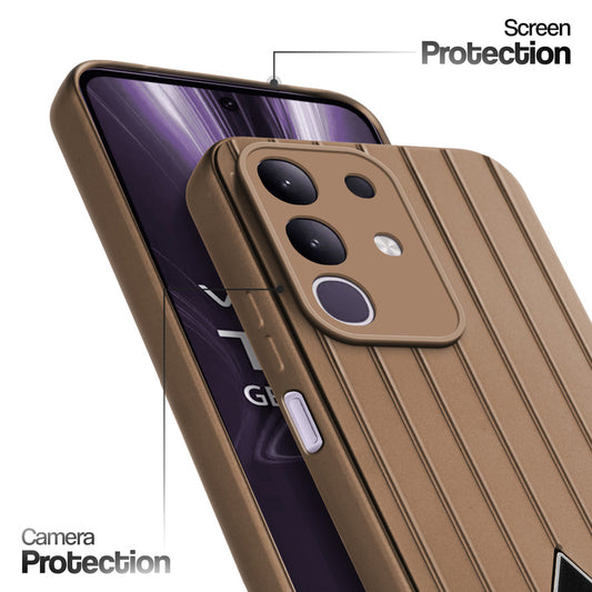 Glossy Matte Line Texture Back Cover for Vivo T4x 5G