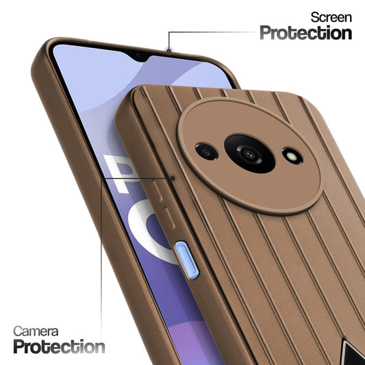 Glossy Matte Line Texture Back Cover for Poco C61