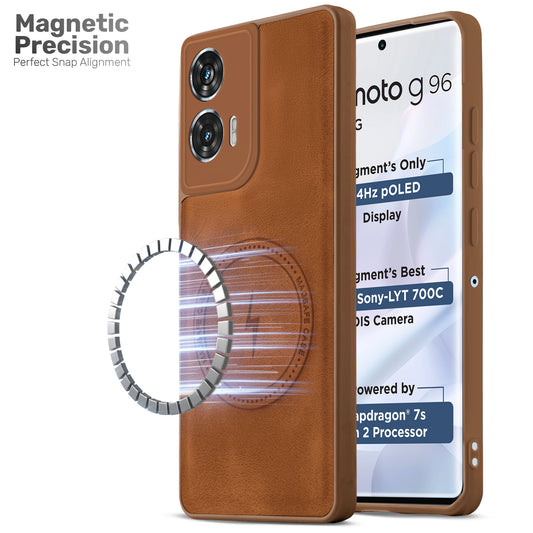 Refined PU Leather Case for Motorola Moto G96 5G