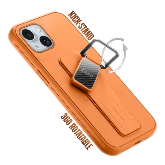 Premium Silicone Case with Metal Kickstand and Camera Protection Back Cover For Apple iPhone 15