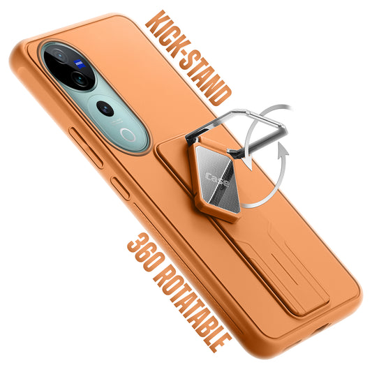 Premium Silicone Case with Metal Kickstand and Camera Protection Back Cover For Vivo V40 Pro 5G