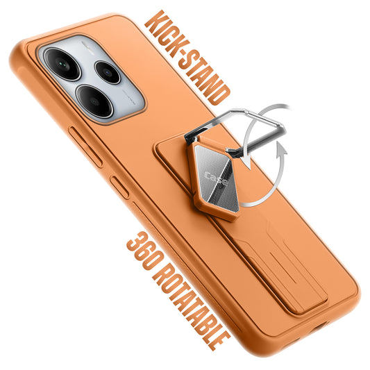 Premium Silicone Case with Metal Kickstand and Camera Protection Back Cover For Redmi Note 14 SE 5G