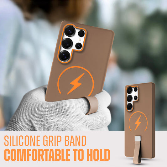 Compact and Stylish Silicon Finish Hard Cover For Samsung S25 Ultra 5G with Integrated Grip Strap & MagSafe Charging Support