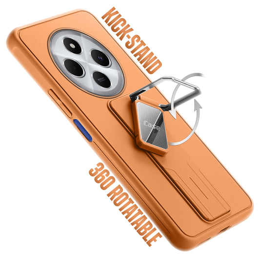 Premium Silicone Case with Metal Kickstand and Camera Protection Back Cover For Redmi 14C 5G