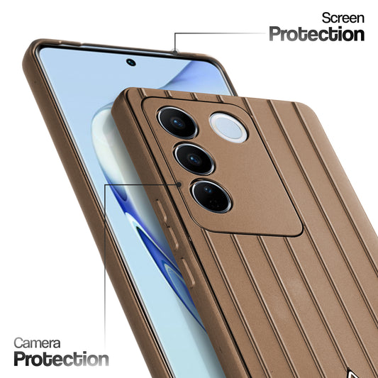 Glossy Matte Line Texture Back Cover for Vivo V27 5G