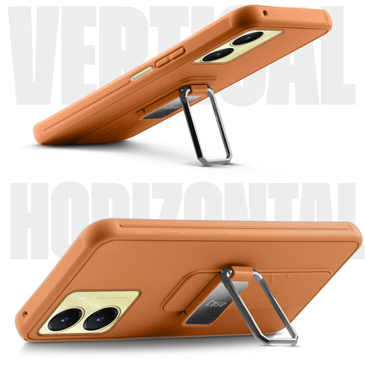 Premium Silicone Case with Metal Kickstand and Camera Protection Back Cover For Vivo T2x 5G
