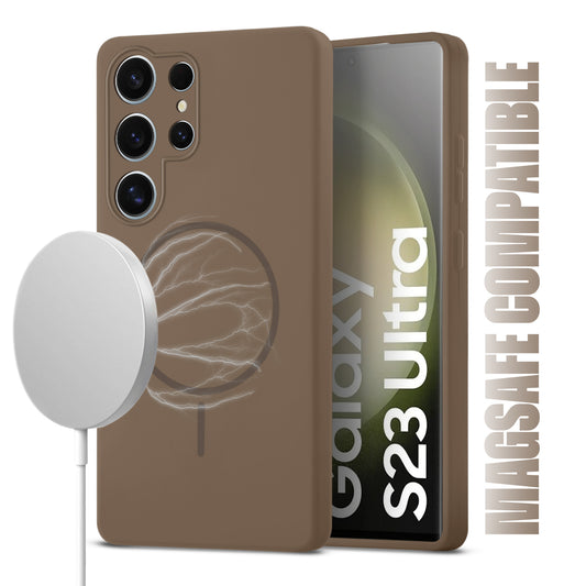 Liquid Silicon With Microfiber Lining Back Case For Samsung S23 Ultra 5G (MagSafe Compatible)