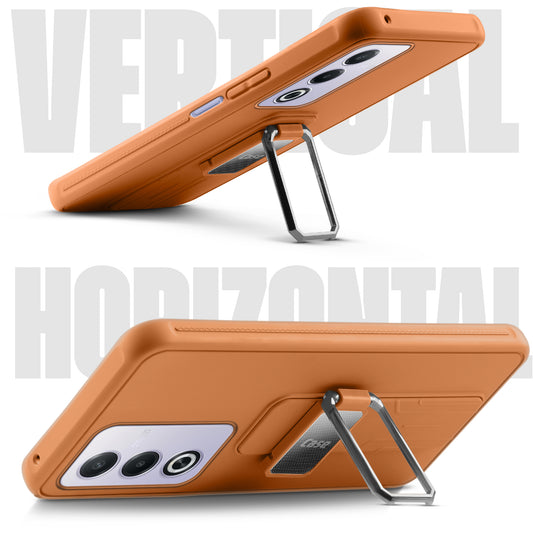 Premium Silicone Case with Metal Kickstand and Camera Protection Back Cover For Oppo A3 Pro 5G