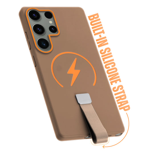 Compact and Stylish Silicon Finish Hard Cover For Samsung S23 Ultra 5G with Integrated Grip Strap & MagSafe Charging Support