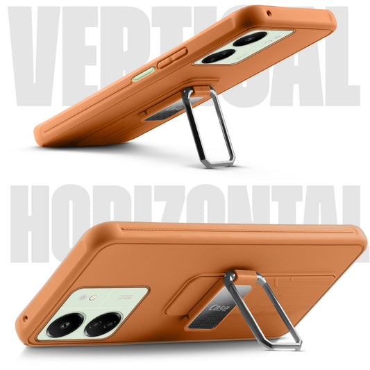 Premium Silicone Case with Metal Kickstand and Camera Protection Back Cover For Redmi 13C 4G