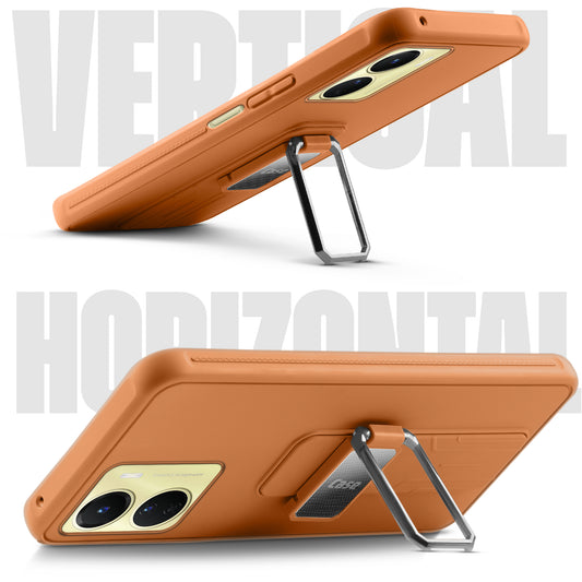 Premium Silicone Case with Metal Kickstand and Camera Protection Back Cover For Vivo Y56 5G
