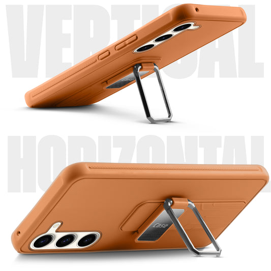 Premium Silicone Case with Metal Kickstand and Camera Protection Back Cover For Samsung S23 5G