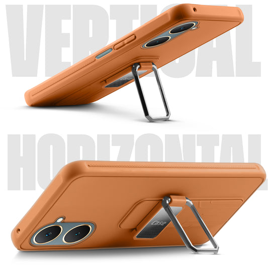 Premium Silicone Case with Metal Kickstand and Camera Protection Back Cover For Vivo Y18