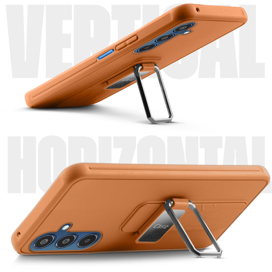 Premium Silicone Case with Metal Kickstand and Camera Protection Back Cover For Samsung M35 5G