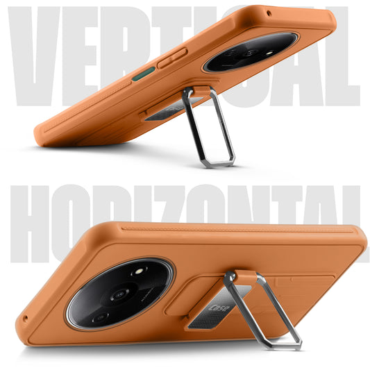 Premium Silicone Case with Metal Kickstand and Camera Protection Back Cover For Redmi A3 2024