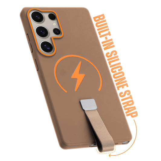Compact and Stylish Silicon Finish Hard Cover For Samsung S24 Ultra 5G with Integrated Grip Strap & MagSafe Charging Support