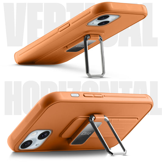 Premium Silicone Case with Metal Kickstand and Camera Protection Back Cover For Apple iPhone 14