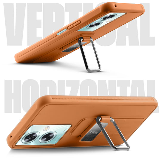 Premium Silicone Case with Metal Kickstand and Camera Protection Back Cover For Oppo A79 5G