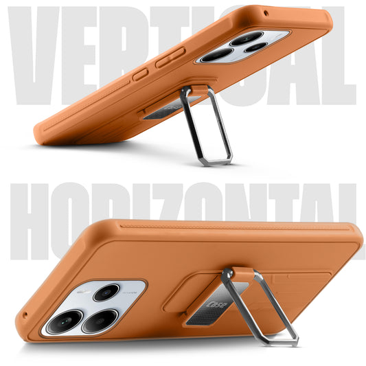 Premium Silicone Case with Metal Kickstand and Camera Protection Back Cover For Redmi Note 14 SE 5G