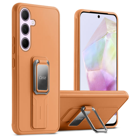 Premium Silicone Case with Metal Kickstand and Camera Protection Back Cover For Samsung A35 5G