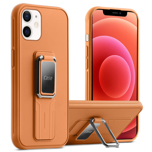 Premium Silicone Case with Metal Kickstand and Camera Protection Back Cover For Apple iPhone 12