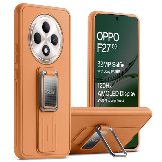 Premium Silicone Case with Metal Kickstand and Camera Protection Back Cover For Oppo F27 5G