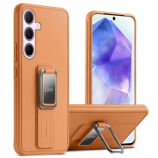 Premium Silicone Case with Metal Kickstand and Camera Protection Back Cover For Samsung A55 5G